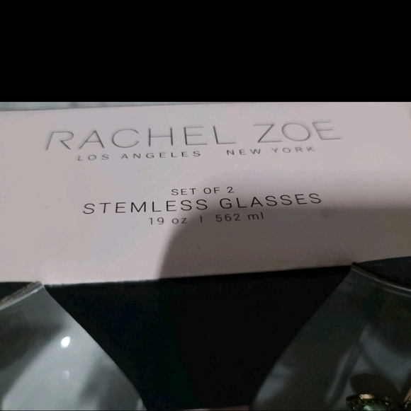 2pc Rachel Zoe Lemon Jeweled Rhinestone Stemless Wine Glass Cocktail Set NEW - Picture 4 of 8
